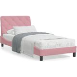 vidaXL Bed met matras fluweel roze 90x190 cm