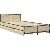 vidaXL Bedframe met lades bewerkt hout sonoma eikenkleurig 90x190 cm