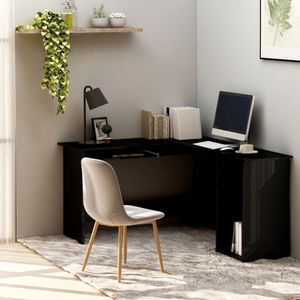 vidaXL Hoekbureau L-vormig 120x140x75 cm bewerkt hout hoogglans zwart
