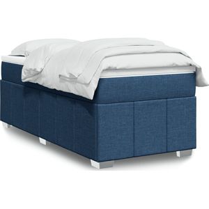 vidaXL Boxspring met matras stof blauw 90x200 cm