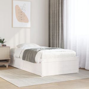 vidaXL Bedframe zonder matras massief grenenhout wit 140x200 cm