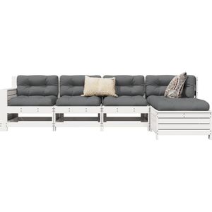 vidaXL 5-delige Loungeset massief grenenhout wit