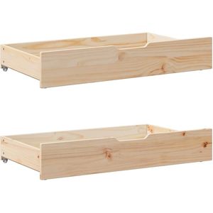vidaXL - Bedlades - 2 - st - met - wieltjesx55x16 - cm - massief - grenenhout