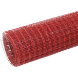 vidaXL Kippengaas 25x1,5 m staal met PVC coating rood