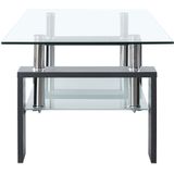 vidaXL Salontafel 95x55x40 cm gehard glas transparant en grijs