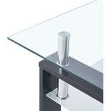 vidaXL Salontafel 95x55x40 cm gehard glas transparant en grijs