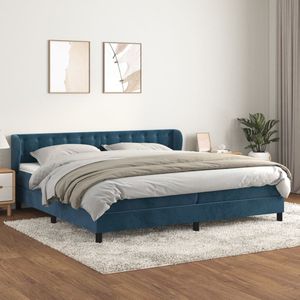 vidaXL Boxspring met matras fluweel donkerblauw 200x200 cm