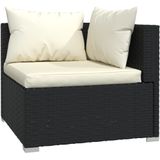 vidaXL 5-delige Loungeset met kussens poly rattan zwart