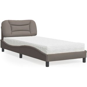 vidaXL Bed met matras stof taupe 90x190 cm