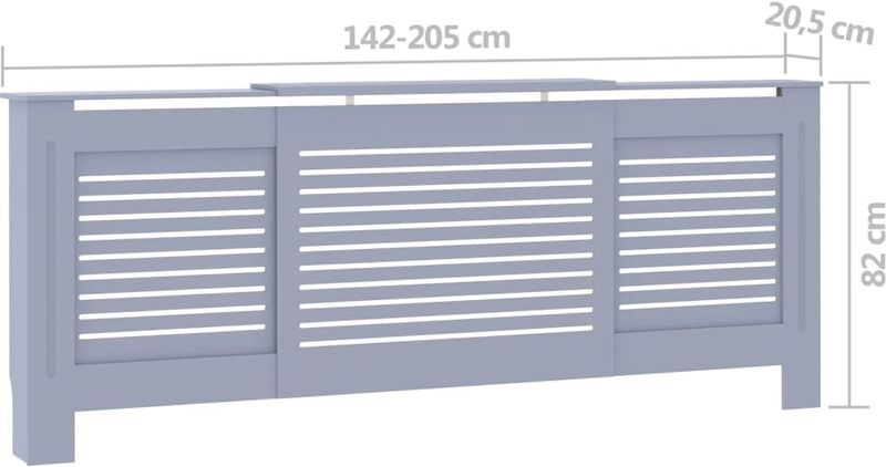 vidaXL Radiatorombouw 205 cm MDF grijs