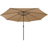 vidaXL Parasol met LED-verlichting en metalen paal 400 cm taupe