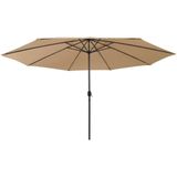 vidaXL Parasol met LED-verlichting en metalen paal 400 cm taupe