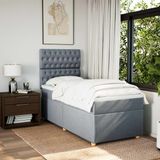 vidaXL Boxspring met matras stof lichtgrijs 90x190 cm