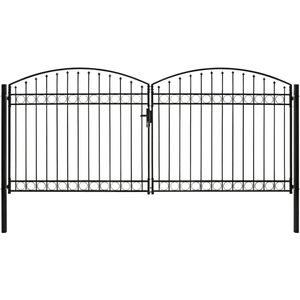 vidaXL Poort met gebogen bovenkant dubbel 400x200 cm staal zwart