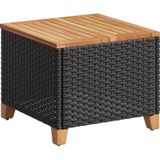 vidaXL Tuintafel 45x45x37 cm poly rattan en acaciahout zwart