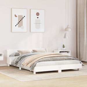 vidaXL Bedframe zonder matras massief grenenhout wit 160x200 cm