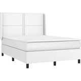 vidaXL Boxspring met matras en LED kunstleer wit 140x200 cm