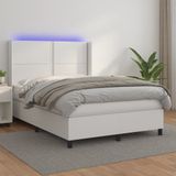 vidaXL Boxspring met matras en LED kunstleer wit 140x200 cm