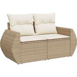 vidaXL 9-delige Loungeset met kussens poly rattan beige