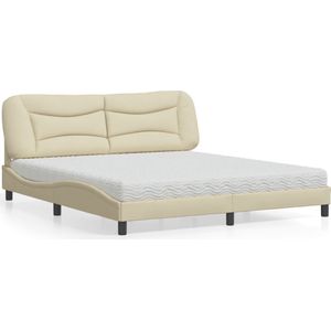 vidaXL Bed met matras stof crèmekleurig 180x200 cm
