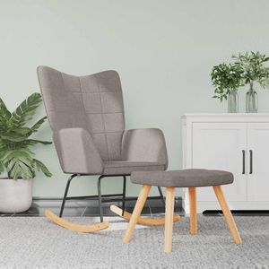 vidaXL Schommelstoel met voetenbank stof taupe