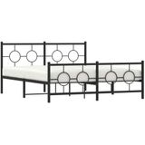 vidaXL Bedframe met hoofd- en voeteneinde metaal zwart 160x200 cm