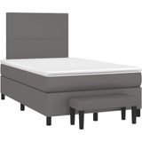 vidaXL Boxspring met matras kunstleer grijs 120x190 cm