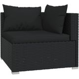 vidaXL 12-delige Loungeset met kussens poly rattan zwart