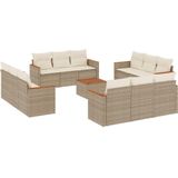 vidaXL 13-delige Loungeset met kussens poly rattan beige