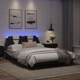 vidaXL Bedframe met LED-verlichting kunstleer zwart en wit 120x200 cm
