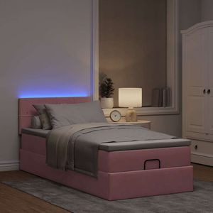 vidaXL Ottoman bed met matras en LED's 80x200cm fluweel roze