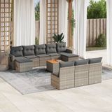 vidaXL 11-delige Loungeset met kussens poly rattan grijs