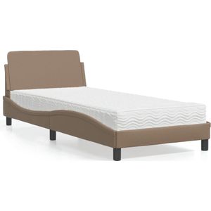 vidaXL Bed met matras kunstleer cappuccinokleurig 90x200 cm