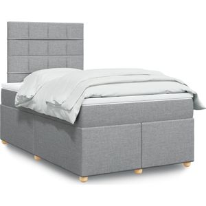 vidaXL Boxspring met matras stof lichtgrijs 120x200 cm
