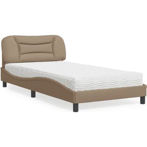 vidaXL Bed met matras kunstleer cappuccinokleurig 100x200 cm