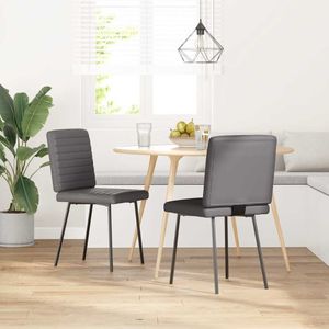 vidaXL Eetkamerstoelen 2 st kunstleer grijs