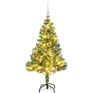 vidaXL Kunstkerstboom met 150 LED's kerstballen en sneeuw 120 cm