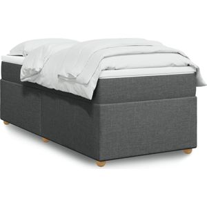 vidaXL Boxspring met matras stof donkergrijs 90x200 cm