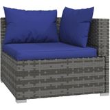 vidaXL 5-delige Loungeset met kussens poly rattan grijs