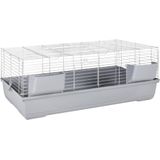 vidaXL Dierenhok kleine dieren 118x59x46 cm polypropeen metaal grijs