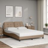 vidaXL Bed met matras kunstleer cappuccinokleurig 140x200 cm