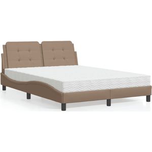 vidaXL Bed met matras kunstleer cappuccinokleurig 140x200 cm