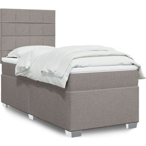 vidaXL Boxspring met matras stof taupe 90x190 cm