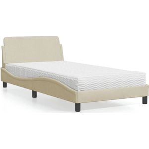 vidaXL Bed met matras stof crèmekleurig 100x200 cm