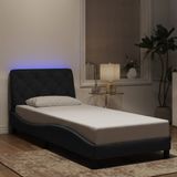 vidaXL Bedframe met LED-verlichting fluweel zwart 90x200 cm