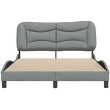 vidaXL Bedframe met hoofdbord stof lichtgrijs 140x190 cm