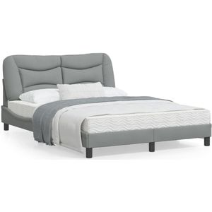 vidaXL Bedframe met hoofdbord stof lichtgrijs 140x190 cm