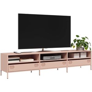 vidaXL Tv-meubel 202x39x43,5 cm koudgewalst staal roze