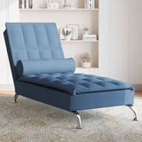 vidaXL - Massage - chaise - longue - met - bolster - stof - blauw