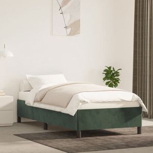 vidaXL Bedframe zonder matras 90x190 cm fluweel donkergroen